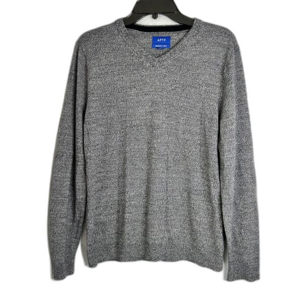 Apt. 9 Mottled Gray Seriously Soft Wool Blend Pullover Vneck‎ Sweater Sz MD - Picture 1 of 8